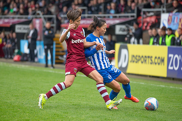 West Ham United Women v Brighton and Hove Albion Women, Barclays Women's Super League, Football, The Chigwell Construction Stadium, Dagenham, London, UK - 31 Mar 2024